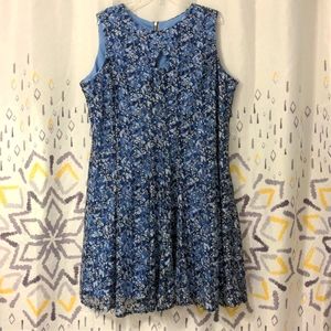 Julian Taylor NY Sleeveless Lace Blue Floral Midi Dress With Liner, Size 18W
